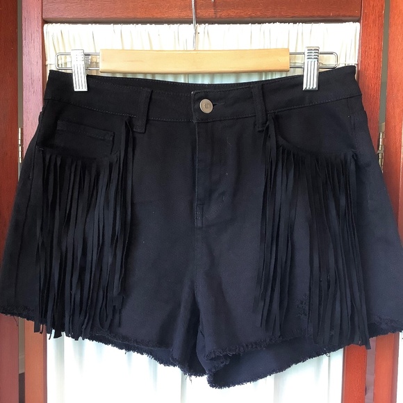 Altar'd State Pants - Altar’d States Womens Black Shorts Faux Suede Fringe Cowgirl Western M